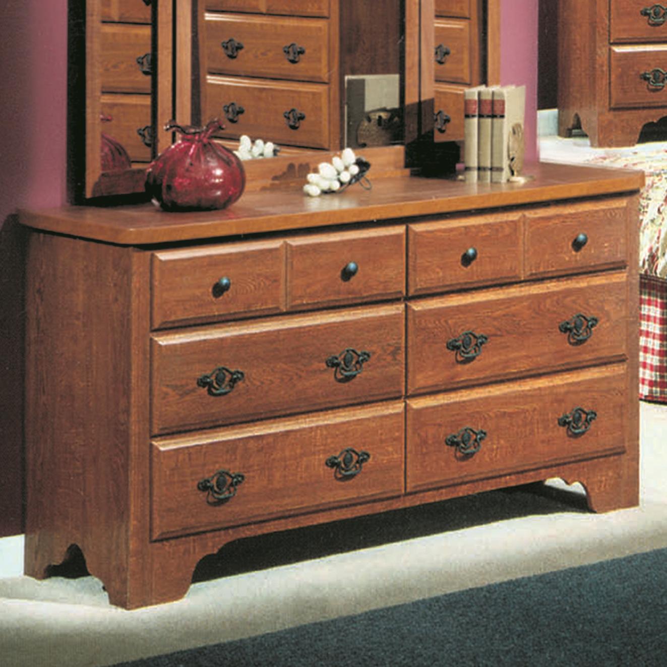 Perdue 54000 Series 54576 Heritage Oak 6-Drawer Dresser | Rune's